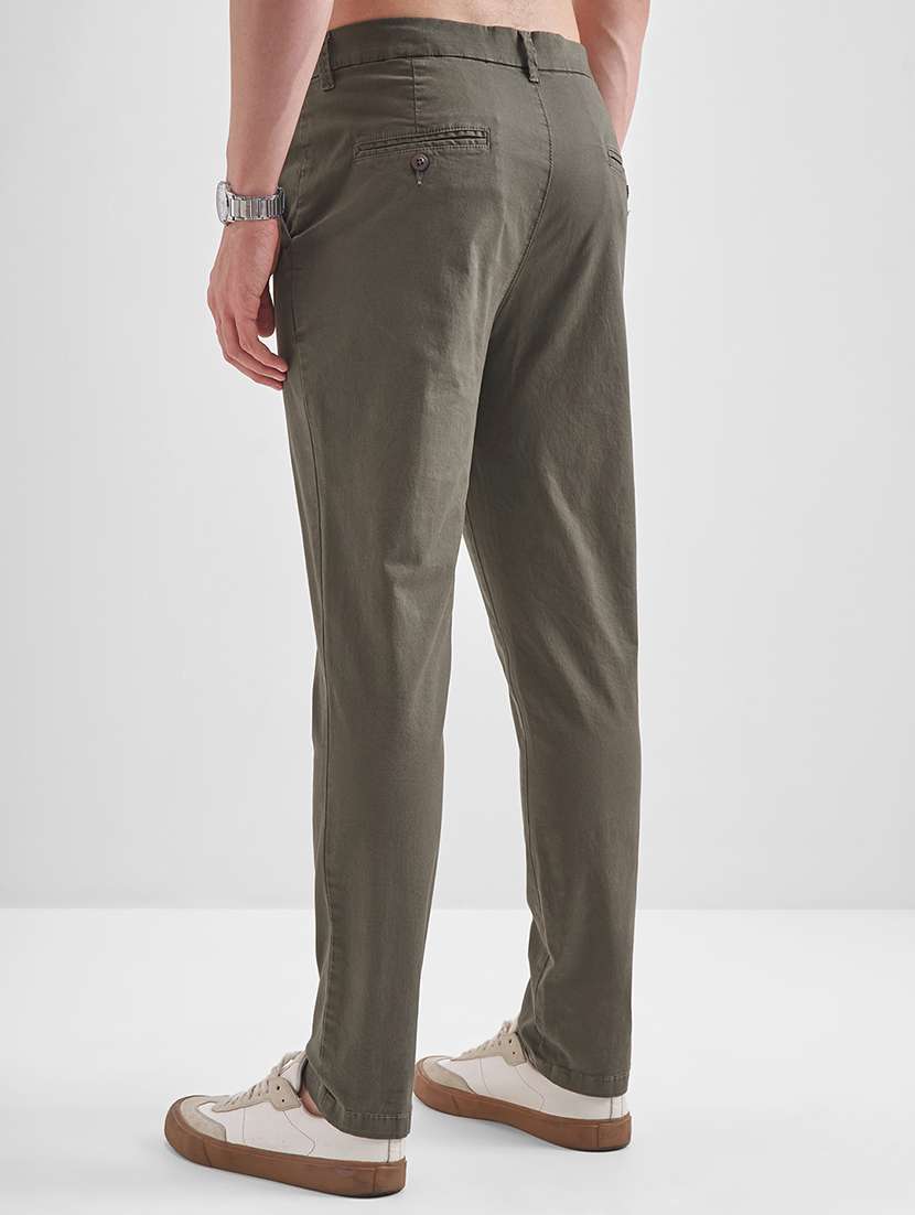 men solid mid rise flat front casual trouser - 22511828 -  Standard Image - 4