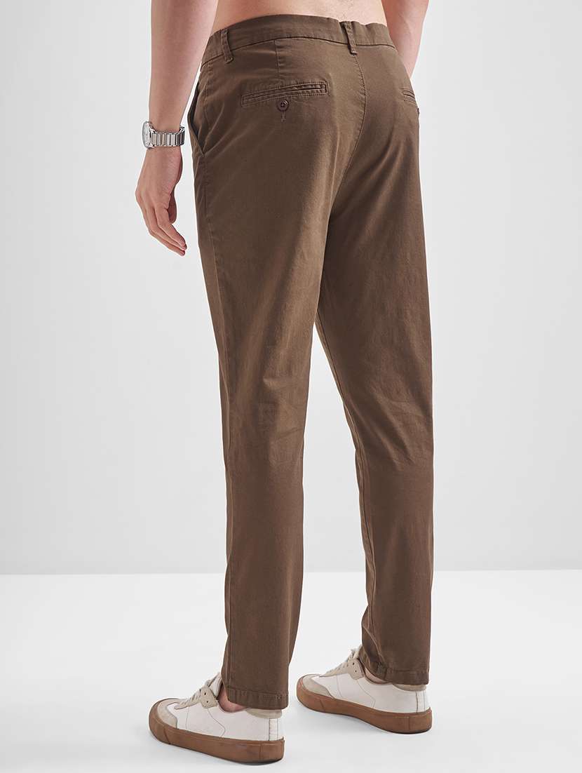 men solid mid rise flat front casual trouser - 22511829 -  Standard Image - 4