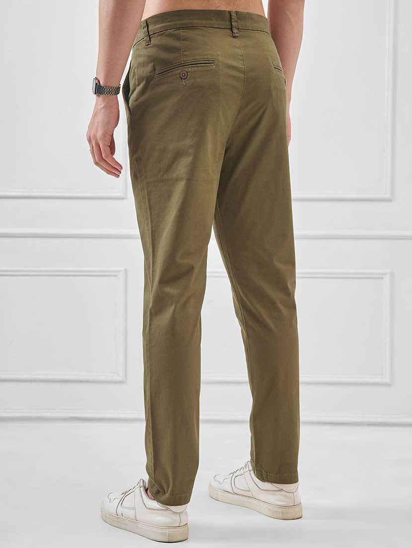 men solid mid rise flat front casual trouser - 22511834 -  Standard Image - 4