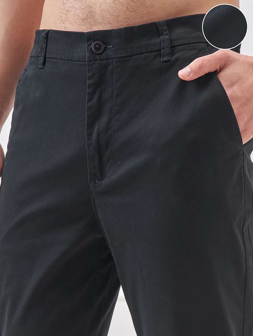 men solid mid rise flat front casual trouser - 22511835 -  Standard Image - 1