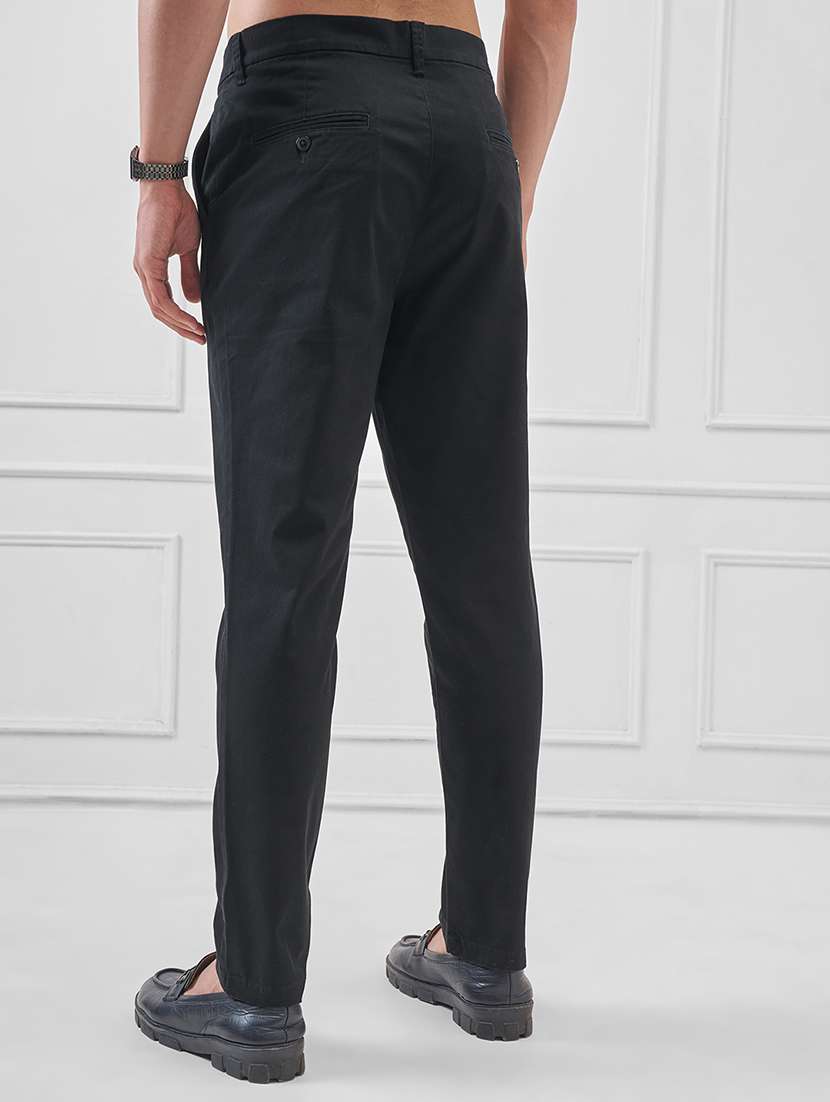 men solid mid rise flat front casual trouser - 22511835 -  Standard Image - 4