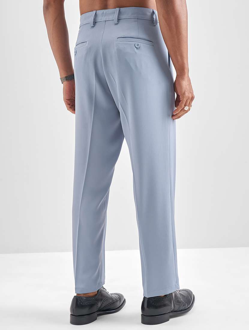 men solid mid rise flat front casual trouser - 22511842 -  Standard Image - 4