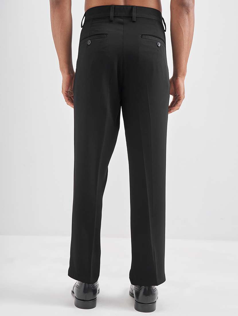 men solid mid rise flat front casual trouser - 22511843 -  Standard Image - 4