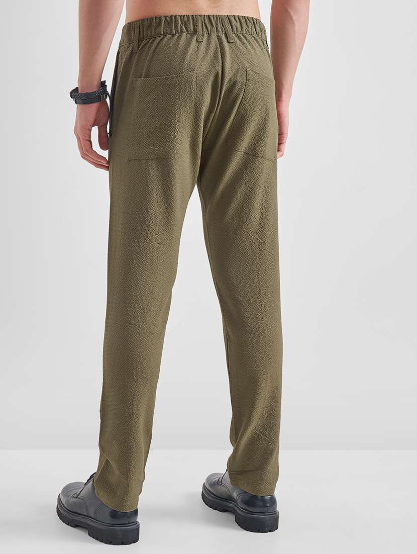 men textured mid rise pleated casual trouser - 22511845 -  Standard Image - 4