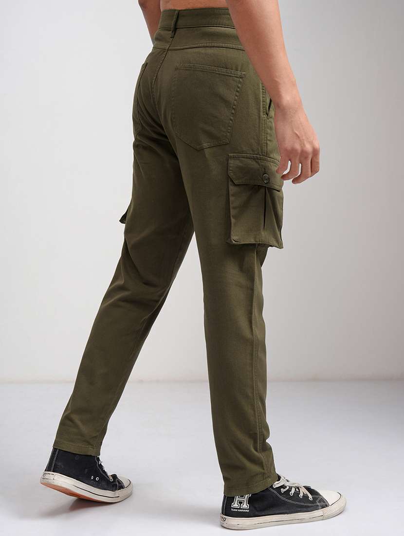 men solid mid rise regular fit cargo  - 22511865 -  Standard Image - 4
