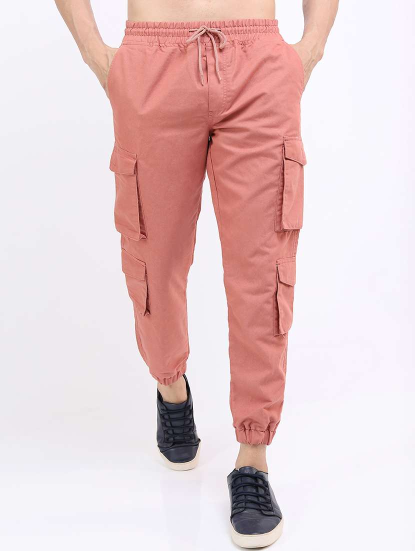 men solid mid rise regular fit jogger