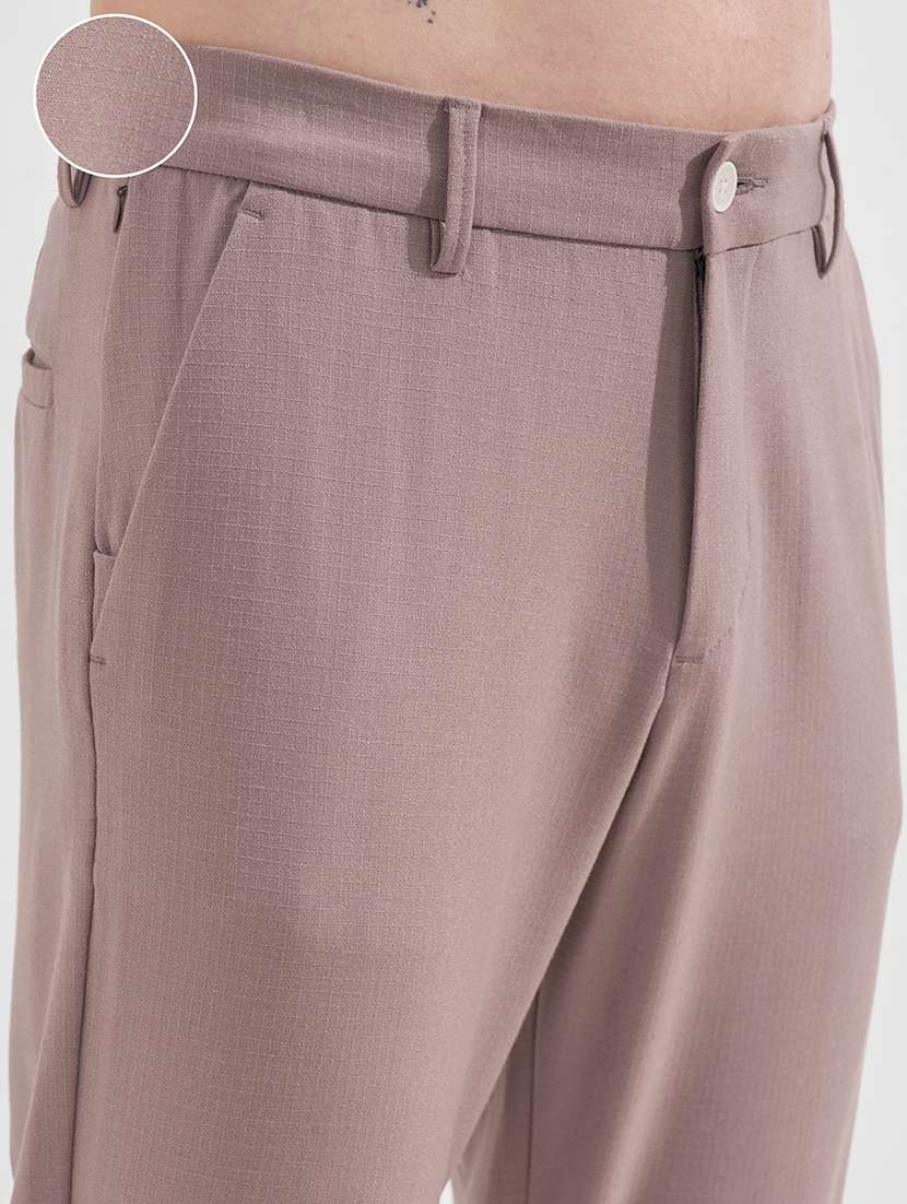men solid mid rise flat front formal trouser - 22511881 -  Standard Image - 1