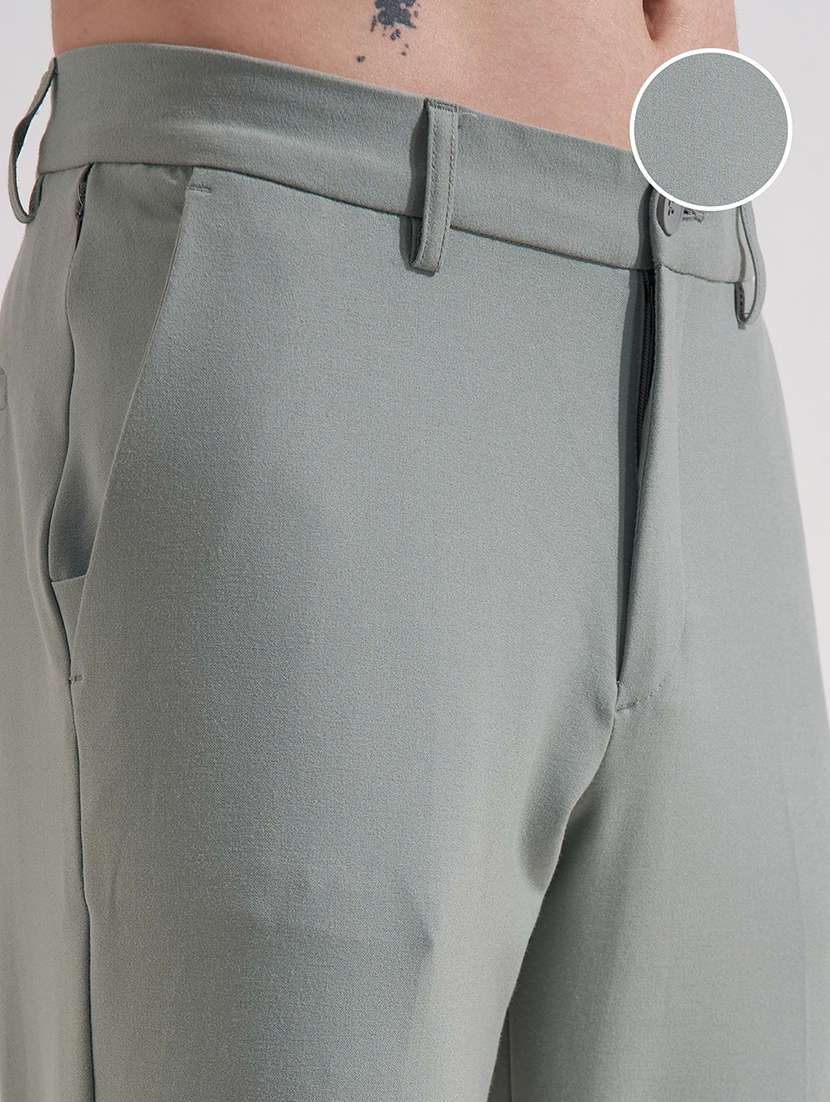 men solid mid rise flat front formal trouser - 22511883 -  Standard Image - 1