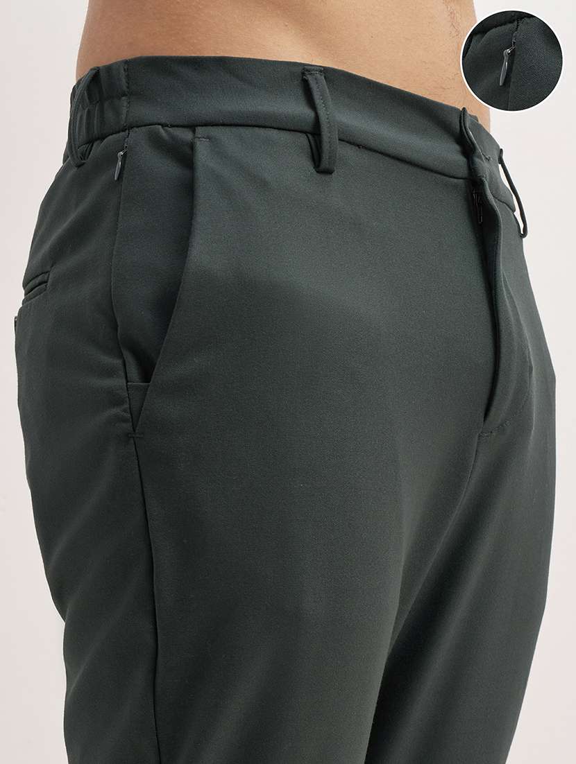 men solid mid rise flat front formal trouser - 22511884 -  Standard Image - 1