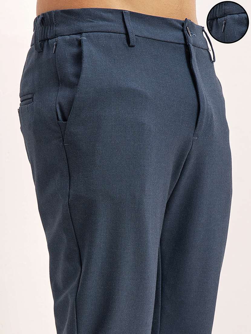men solid mid rise flat front formal trouser - 22511888 -  Standard Image - 1