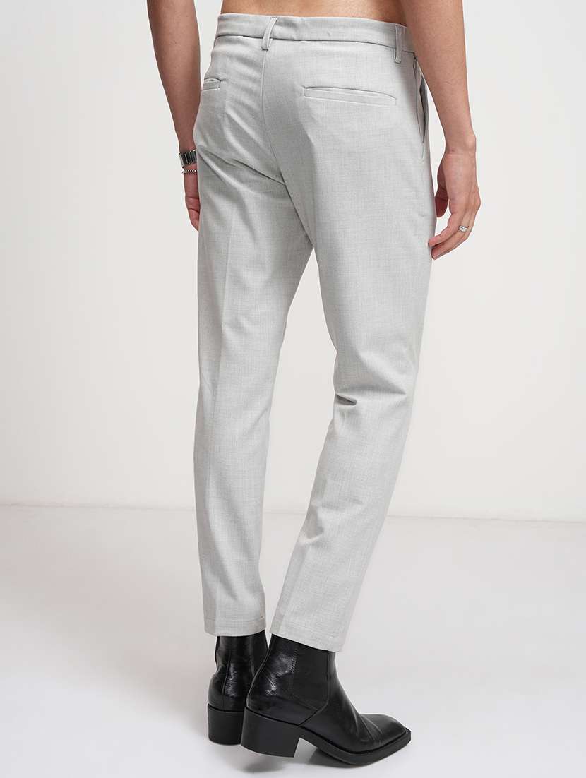 men solid mid rise flat front formal trouser - 22511891 -  Standard Image - 4