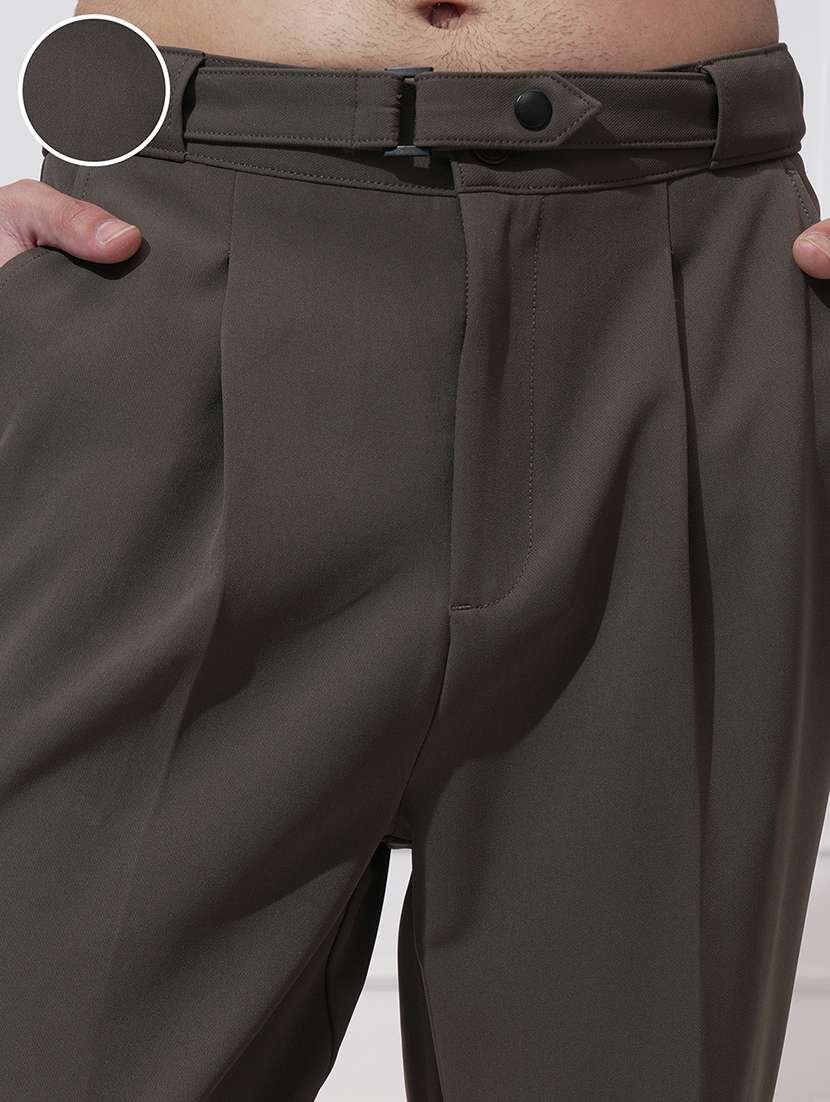 men solid mid rise pleated formal trouser - 22511892 -  Standard Image - 1