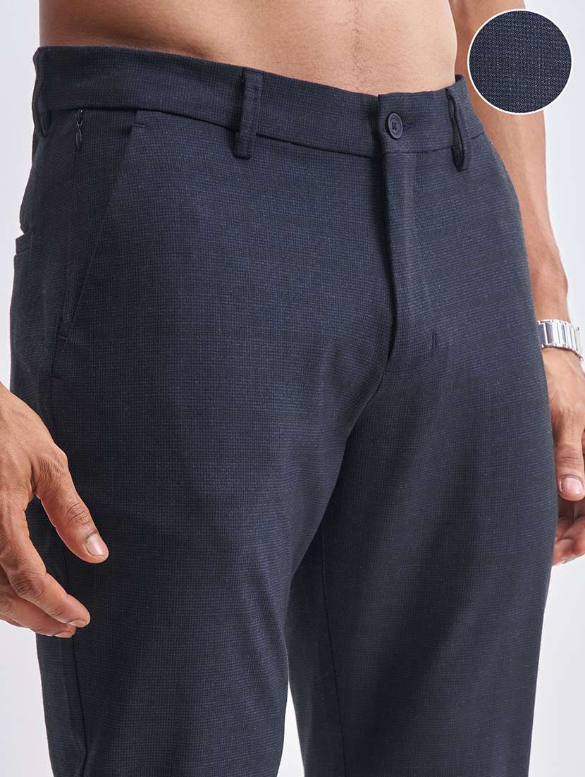 men checkered mid rise flat front formal trouser - 22511895 -  Standard Image - 1