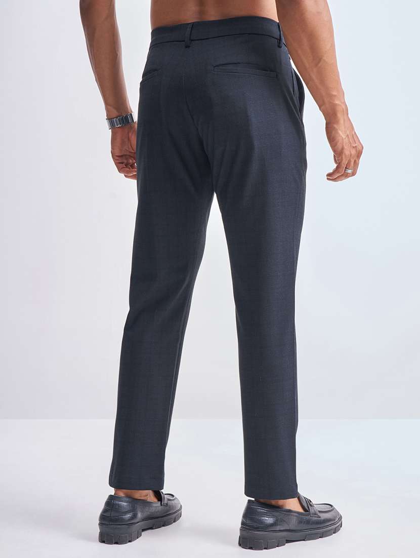 men checkered mid rise flat front formal trouser - 22511895 -  Standard Image - 4
