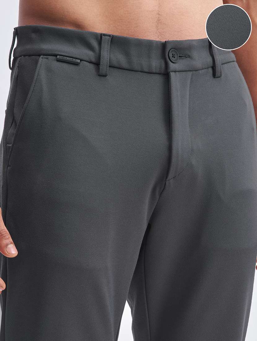 men solid mid rise flat front formal trouser - 22511897 -  Standard Image - 1