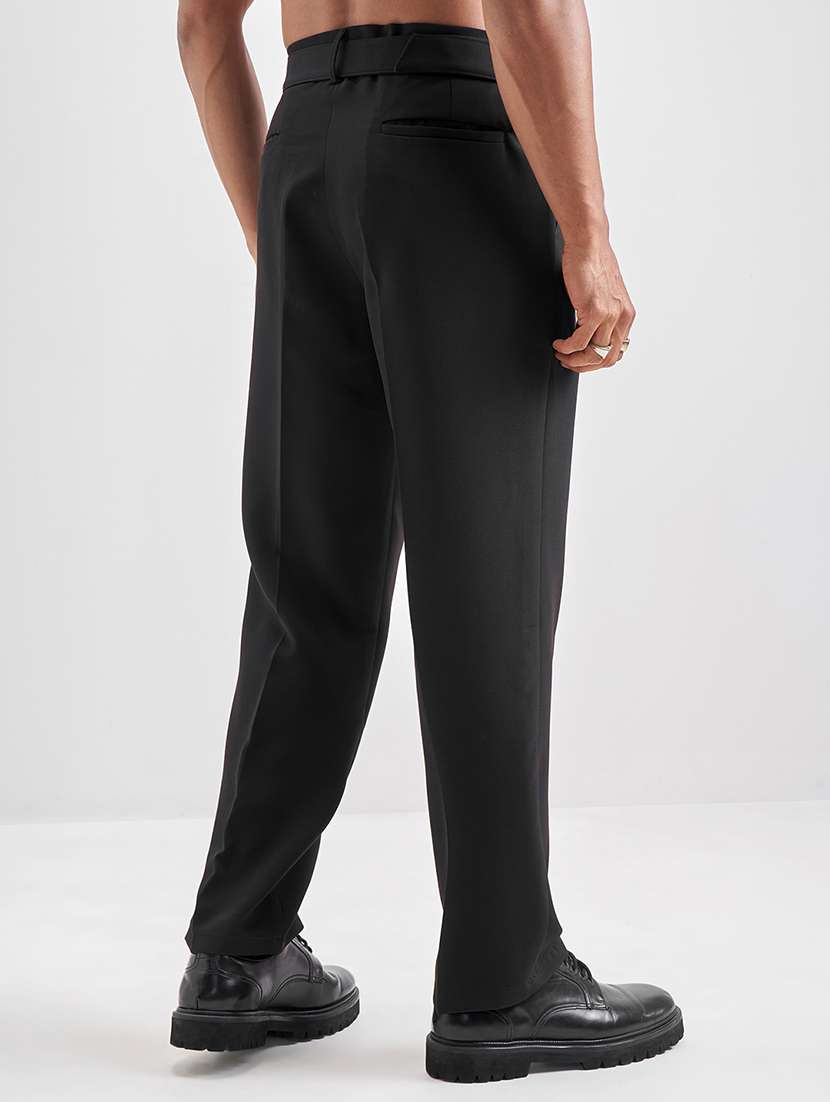 men solid mid rise pleated formal trouser - 22511899 -  Standard Image - 4