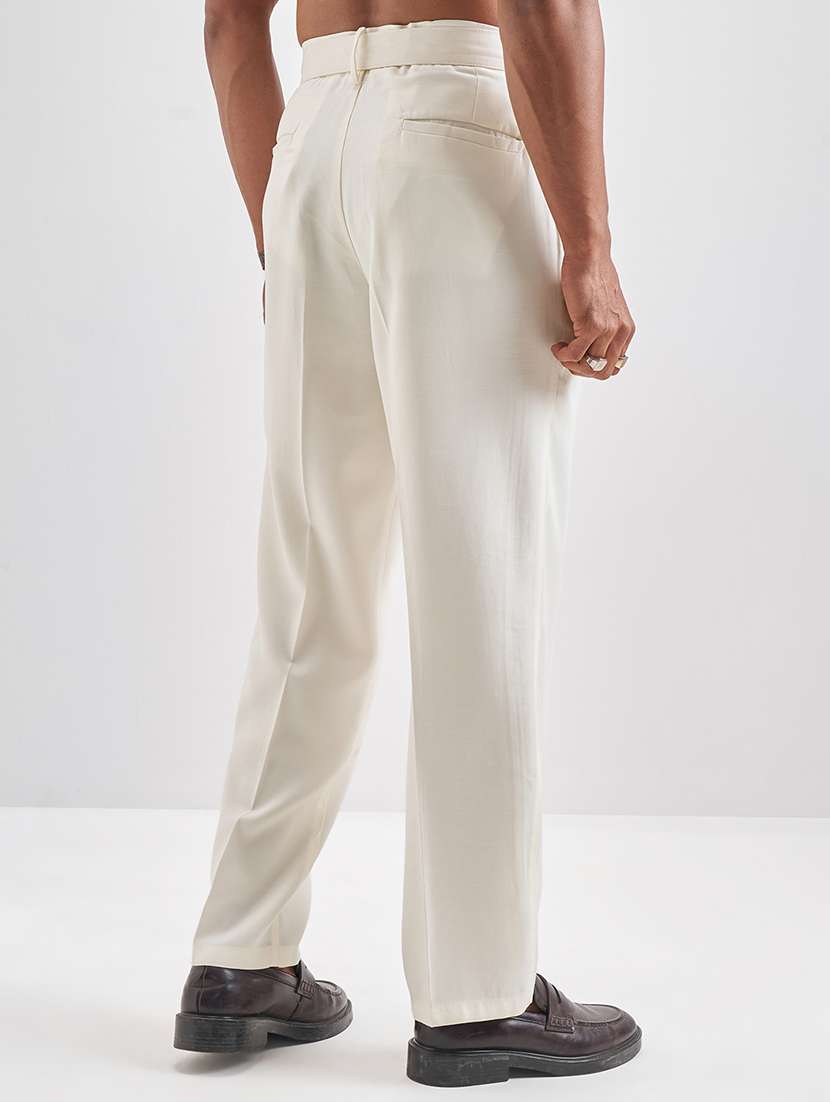 men solid mid rise pleated formal trouser - 22511900 -  Standard Image - 4