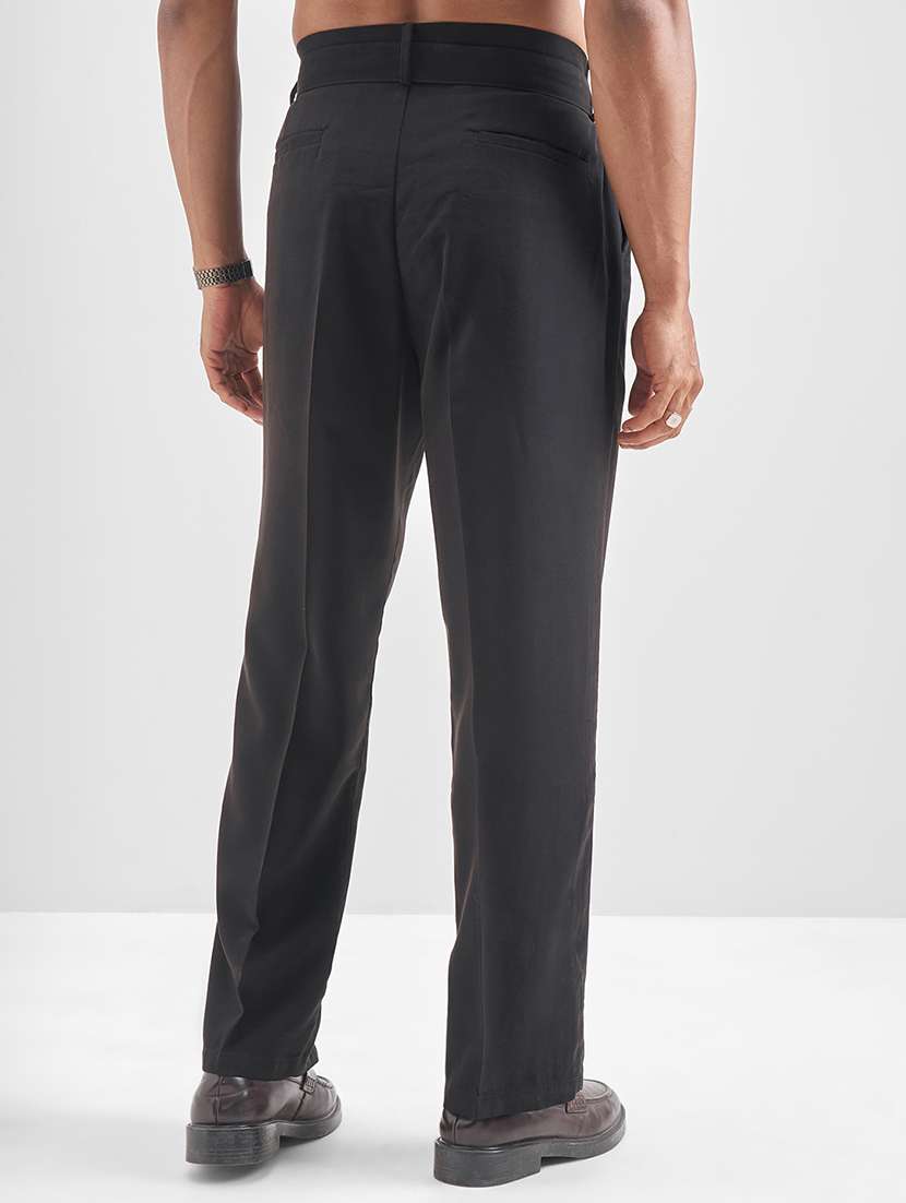men solid mid rise pleated formal trouser - 22511901 -  Standard Image - 4
