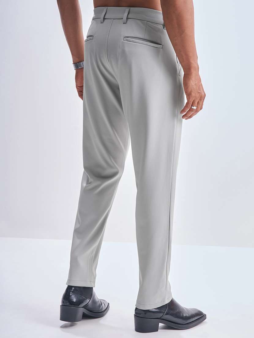men solid mid rise flat front formal trouser - 22511905 -  Standard Image - 4