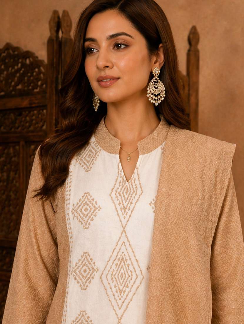 women self design long sleeve kurta pant with dupatta set - 22511925 -  Standard Image - 1