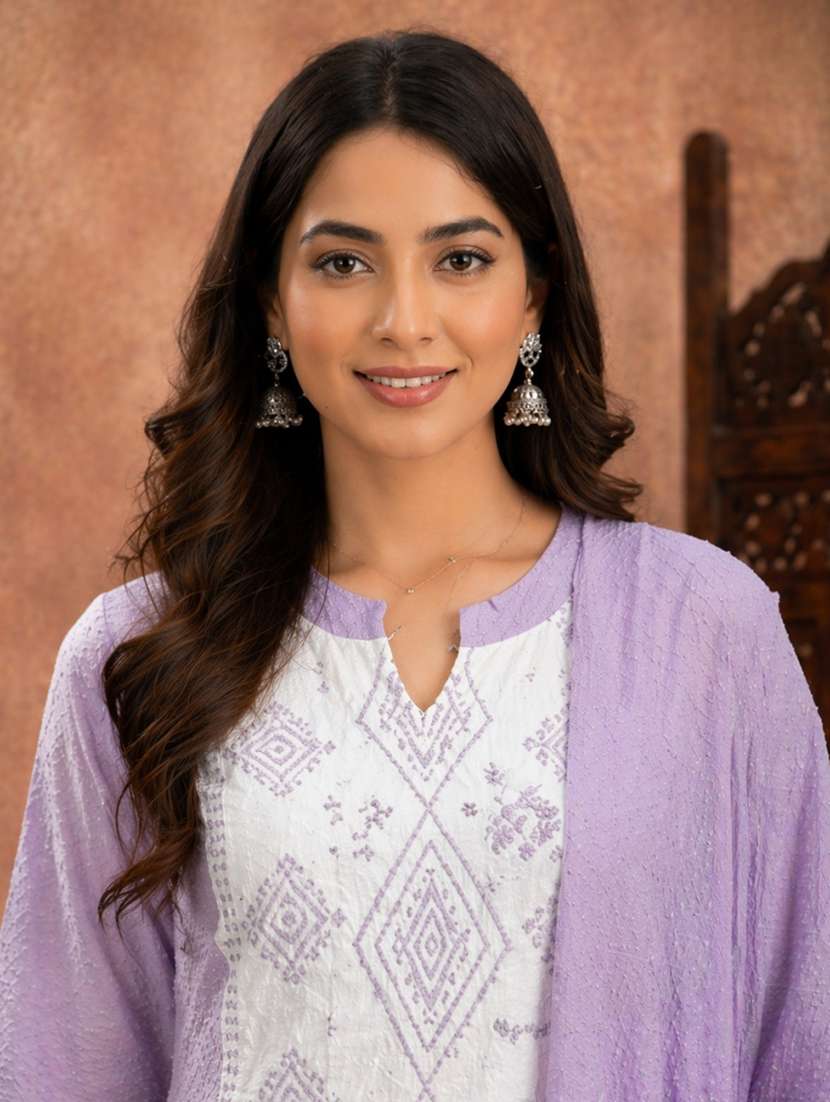 women self design long sleeve kurta pant with dupatta set - 22511927 -  Standard Image - 1