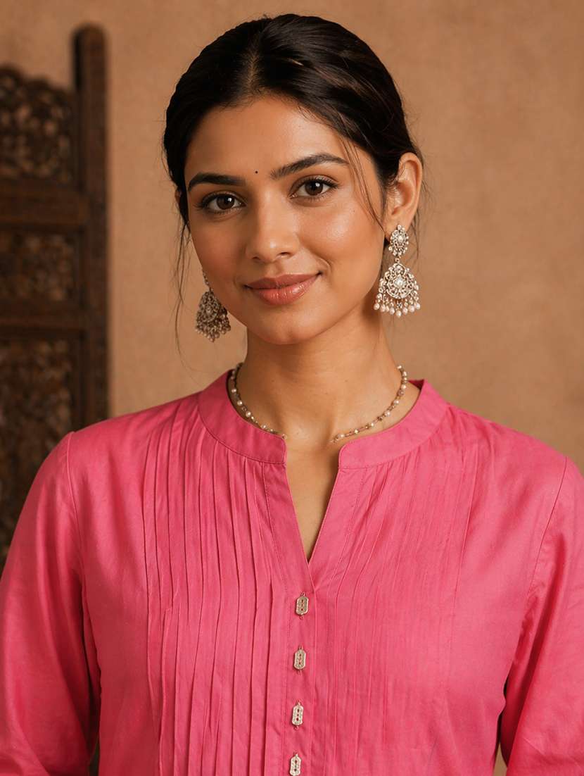 women solid three quarter sleeve kurta palazzo set - 22511937 -  Standard Image - 1
