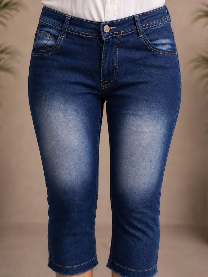 women washed mid rise regular capri - 22511942 -  Standard Image - 1