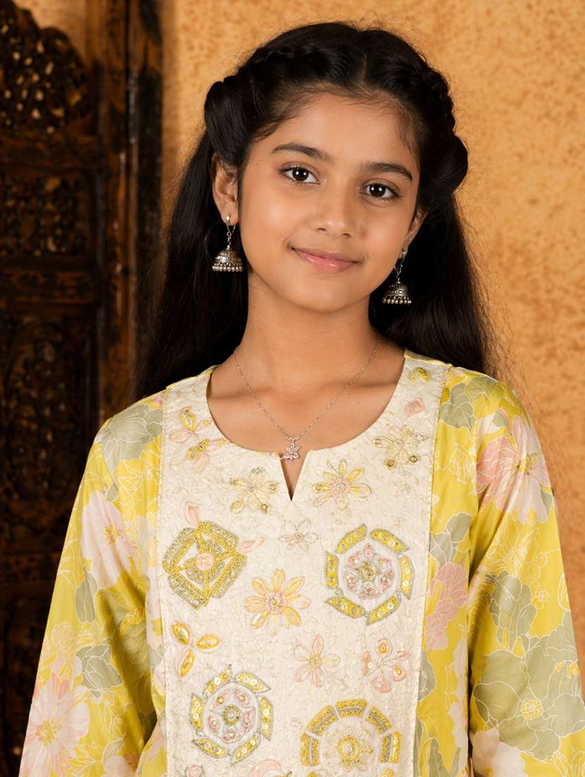 girls printed long sleeves flared kurta - 22511950 -  Standard Image - 1