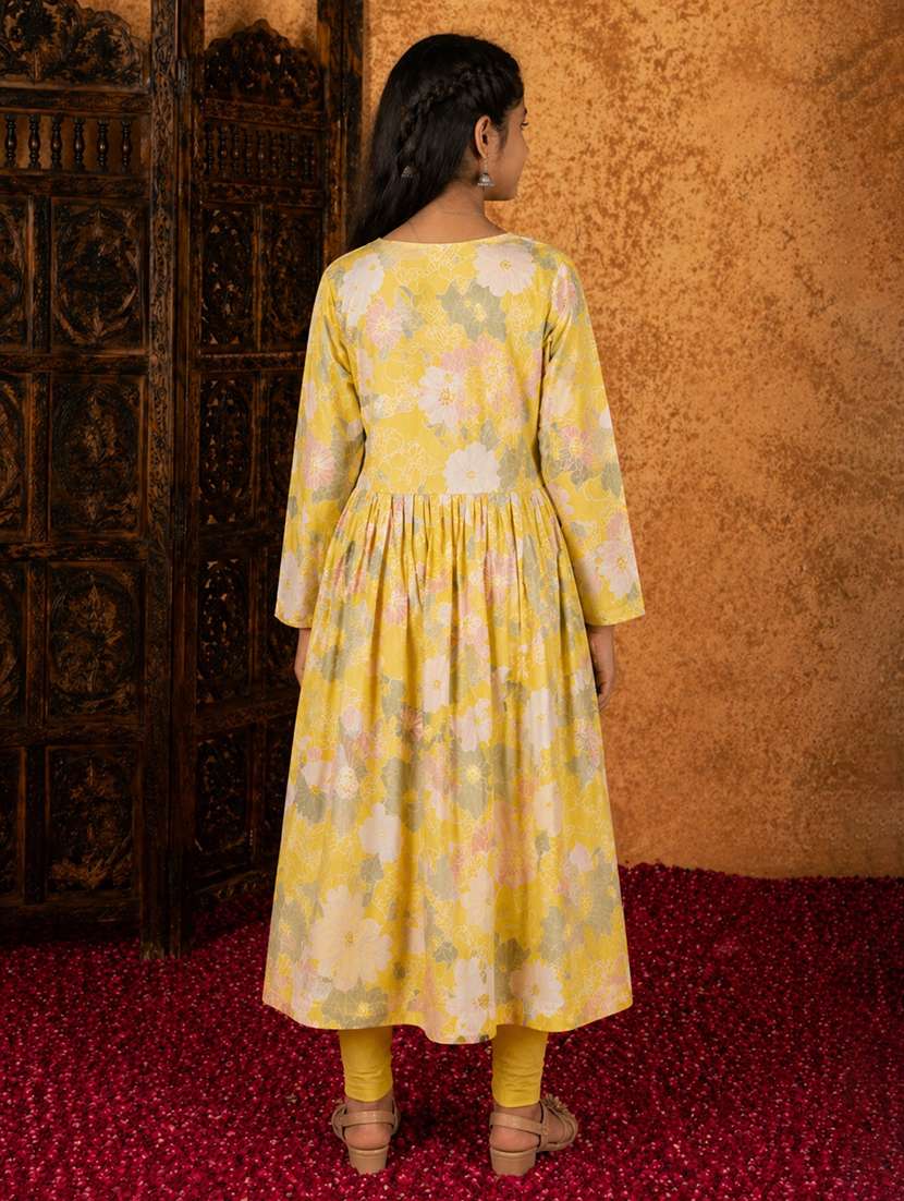 girls printed long sleeves flared kurta - 22511950 -  Standard Image - 4