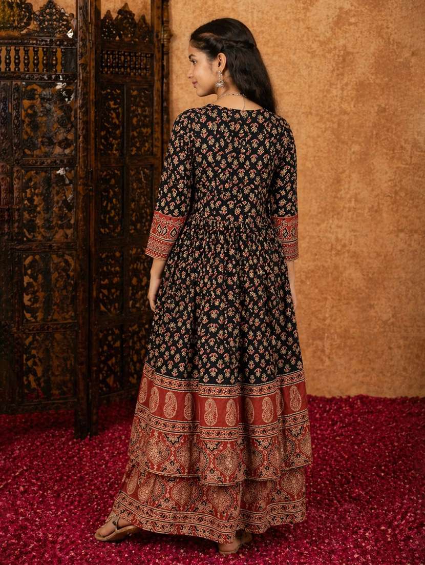 Girls Printed Square Neck Kurta And Palazzo Set - 22511974 -  Standard Image - 4