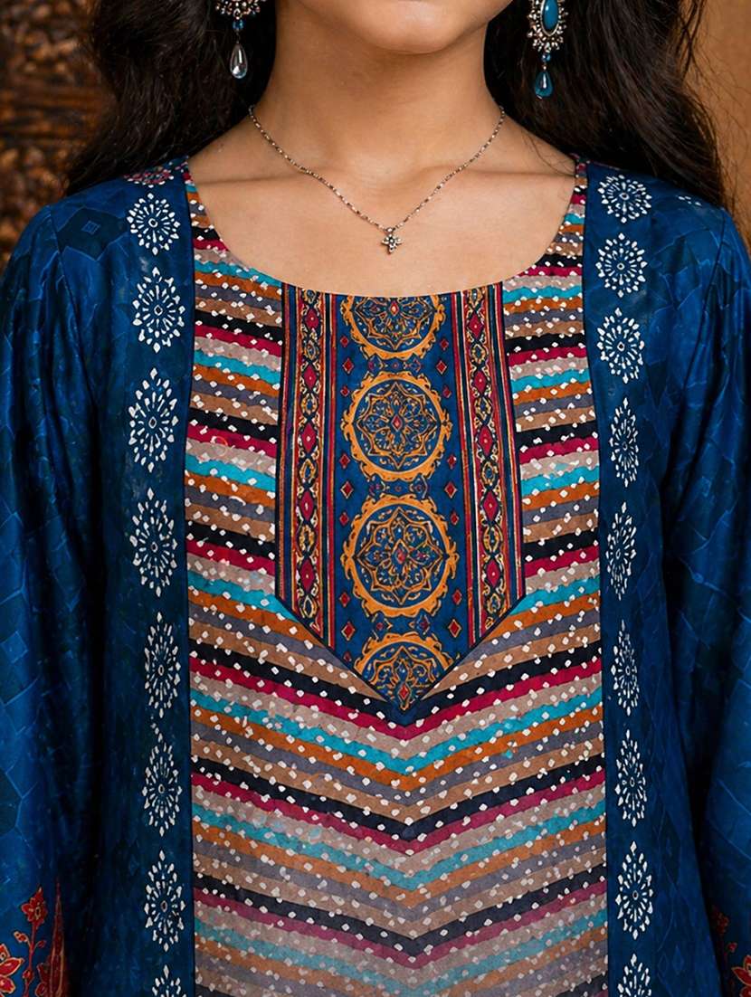 girls printed round neck kurta and palazzo set - 22511991 -  Standard Image - 1