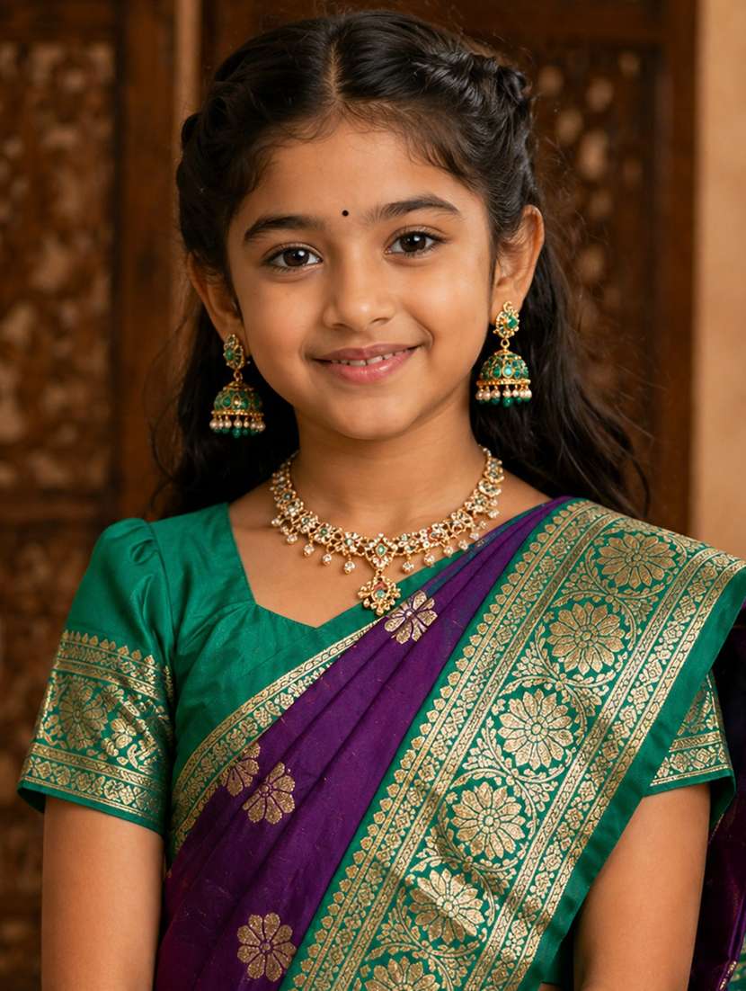 girls self design ready to wear saree - 22511993 -  Standard Image - 1