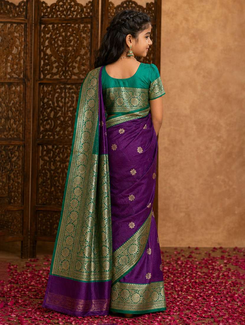 girls self design ready to wear saree - 22511993 -  Standard Image - 4