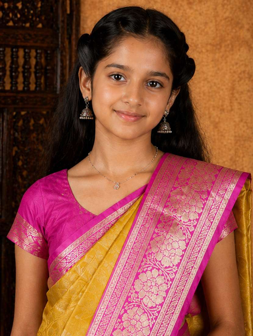girls self design ready to wear saree - 22511995 -  Standard Image - 1