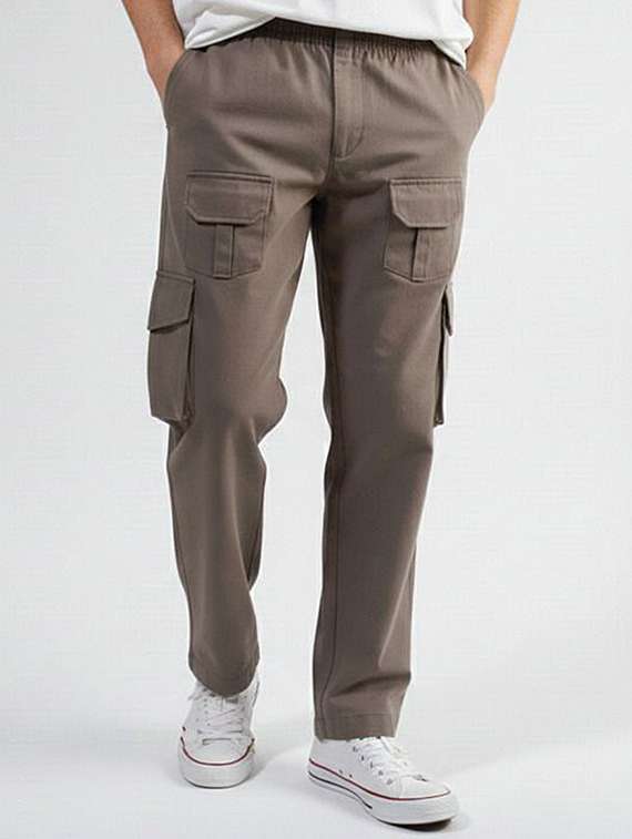 men solid mid rise loose fit cargo  - 22512082 -  Standard Image - 1