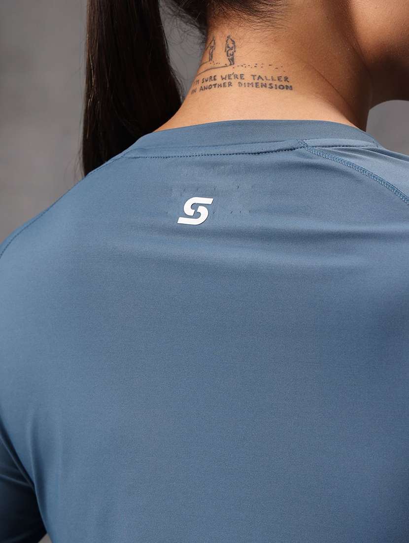 women solid round neck active wear t-shirt - 22512188 -  Standard Image - 4