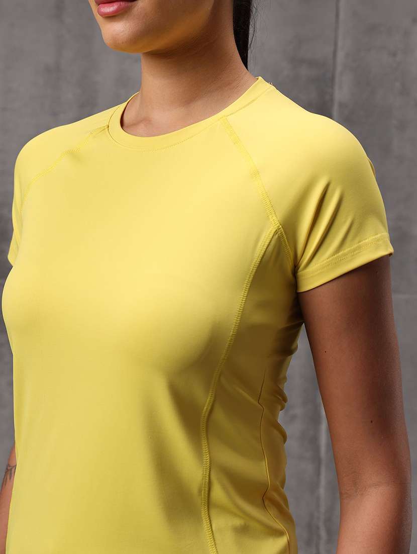 women solid round neck active wear t-shirt - 22512194 -  Standard Image - 1