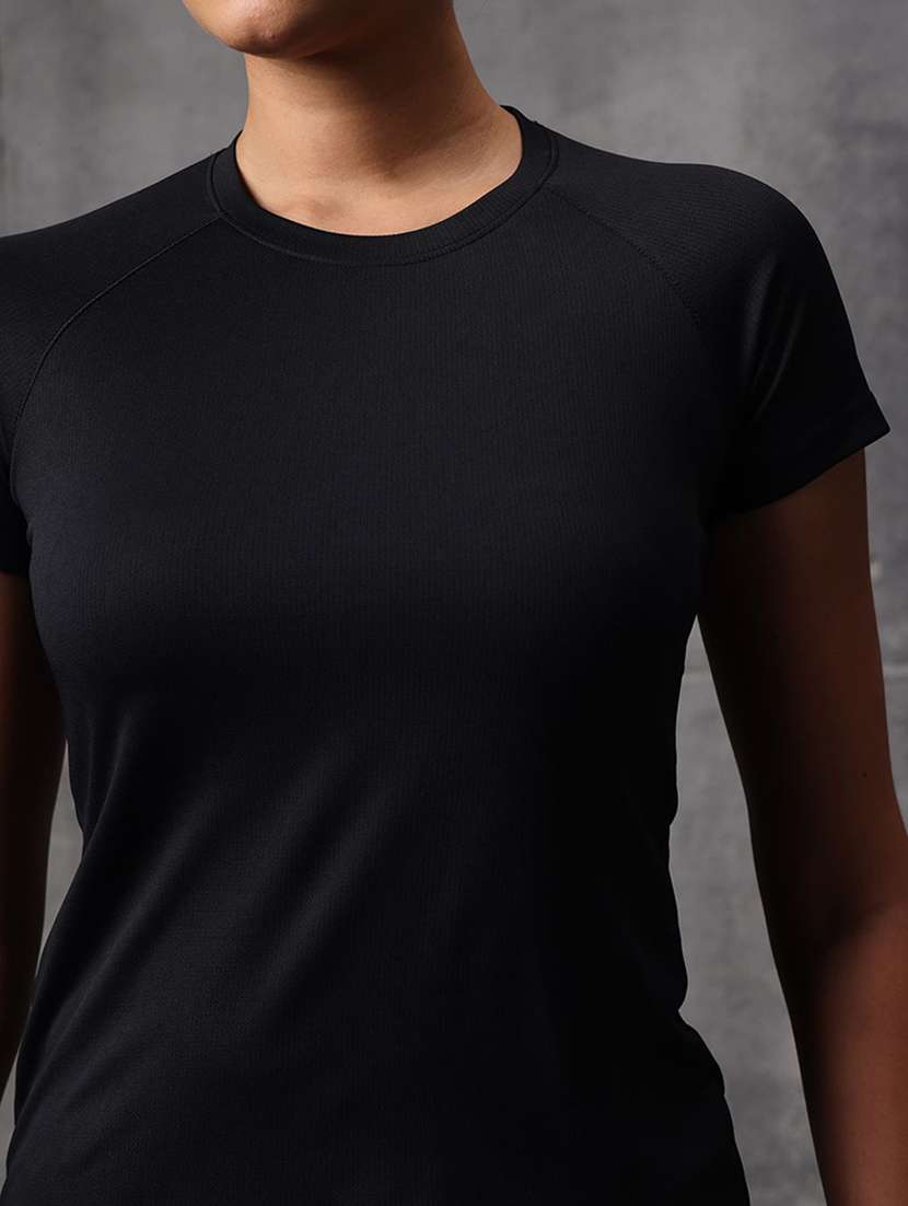 women solid round neck active wear t-shirt - 22512195 -  Standard Image - 1