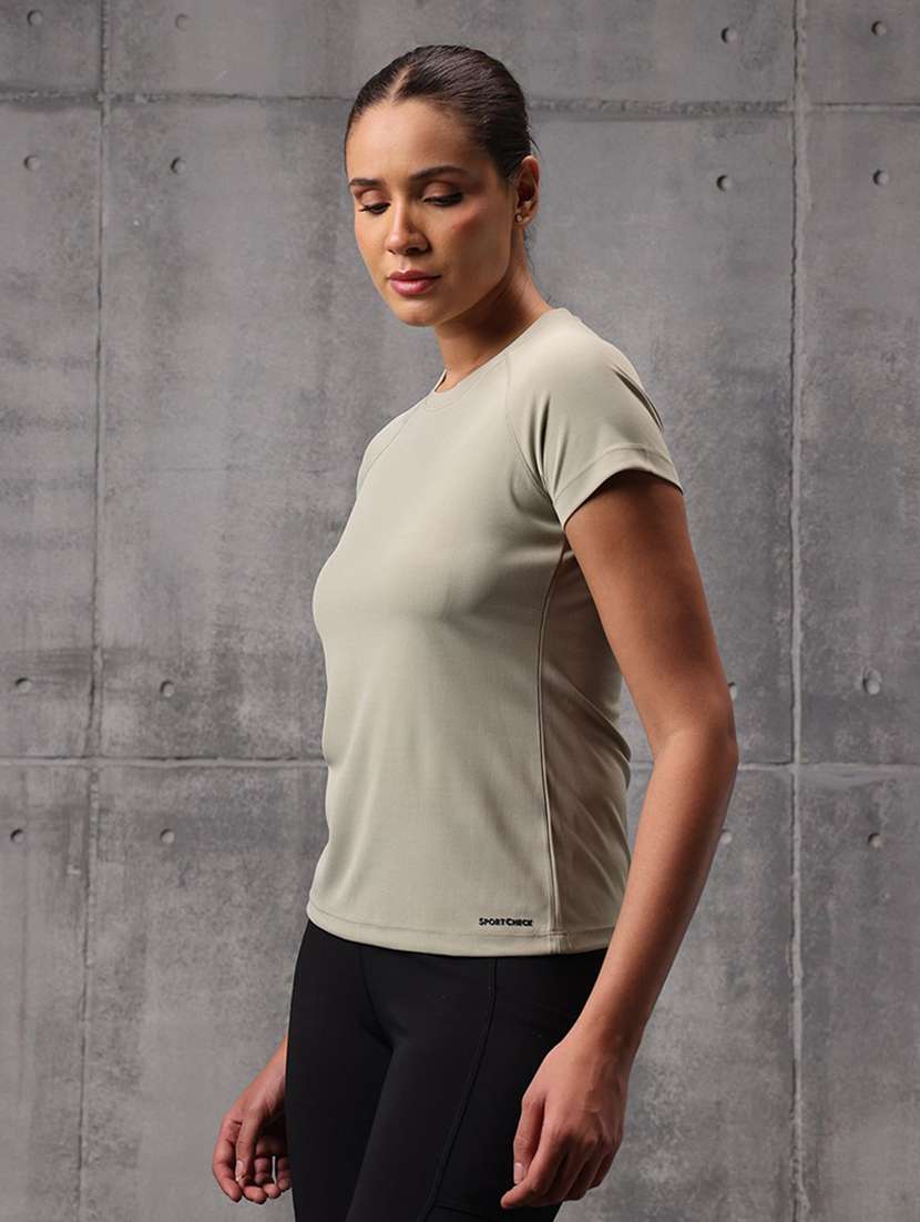 women solid round neck active wear t-shirt - 22512196 -  Standard Image - 4