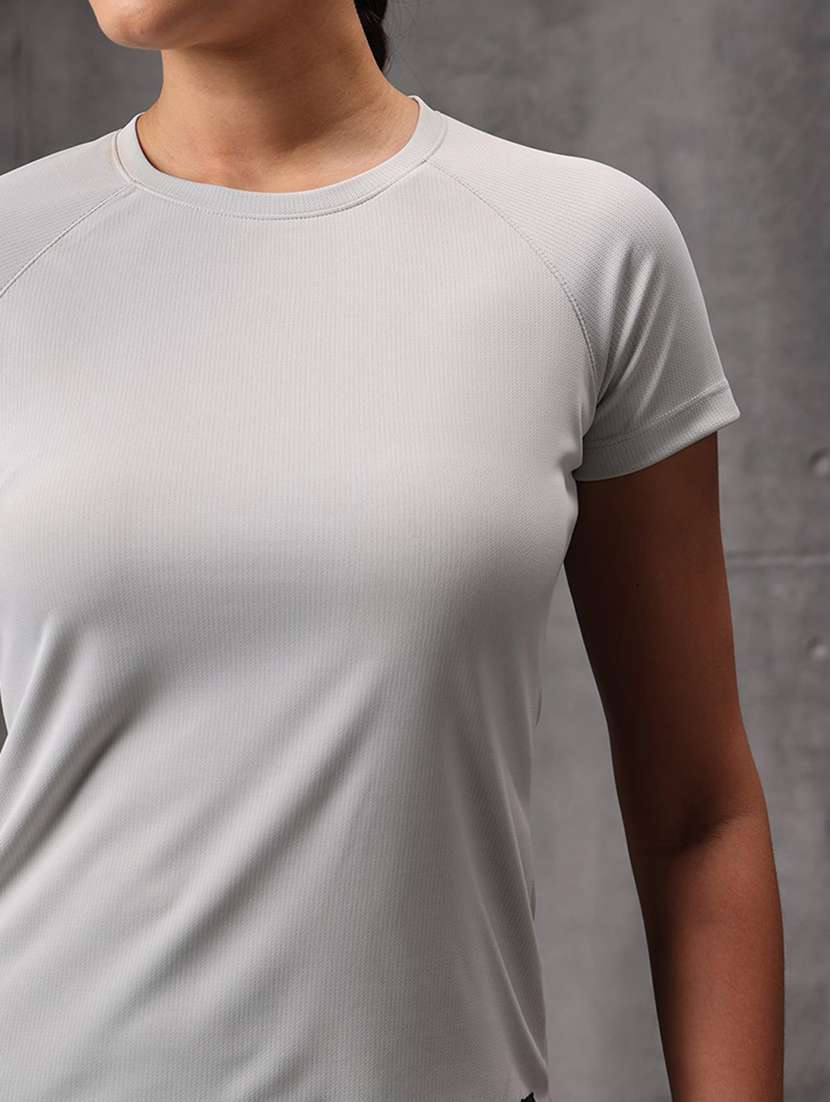 women solid round neck active wear t-shirt - 22512198 -  Standard Image - 1