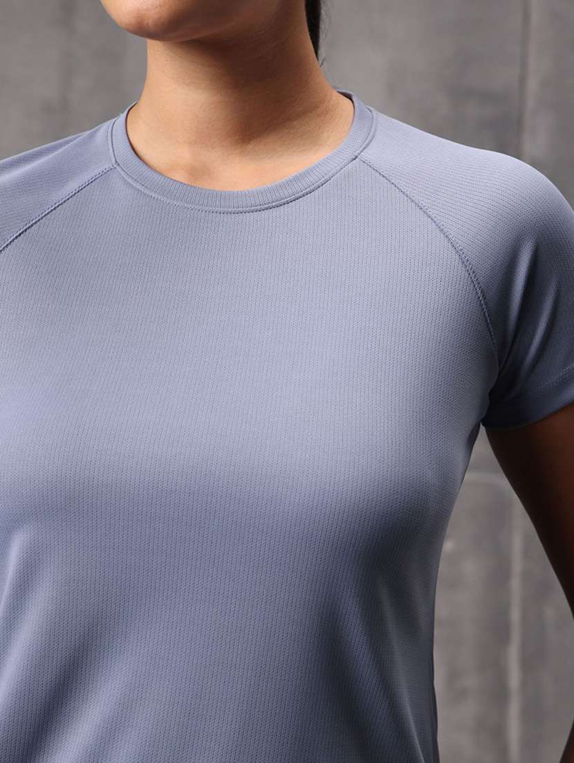 women solid round neck active wear t-shirt - 22512199 -  Standard Image - 1