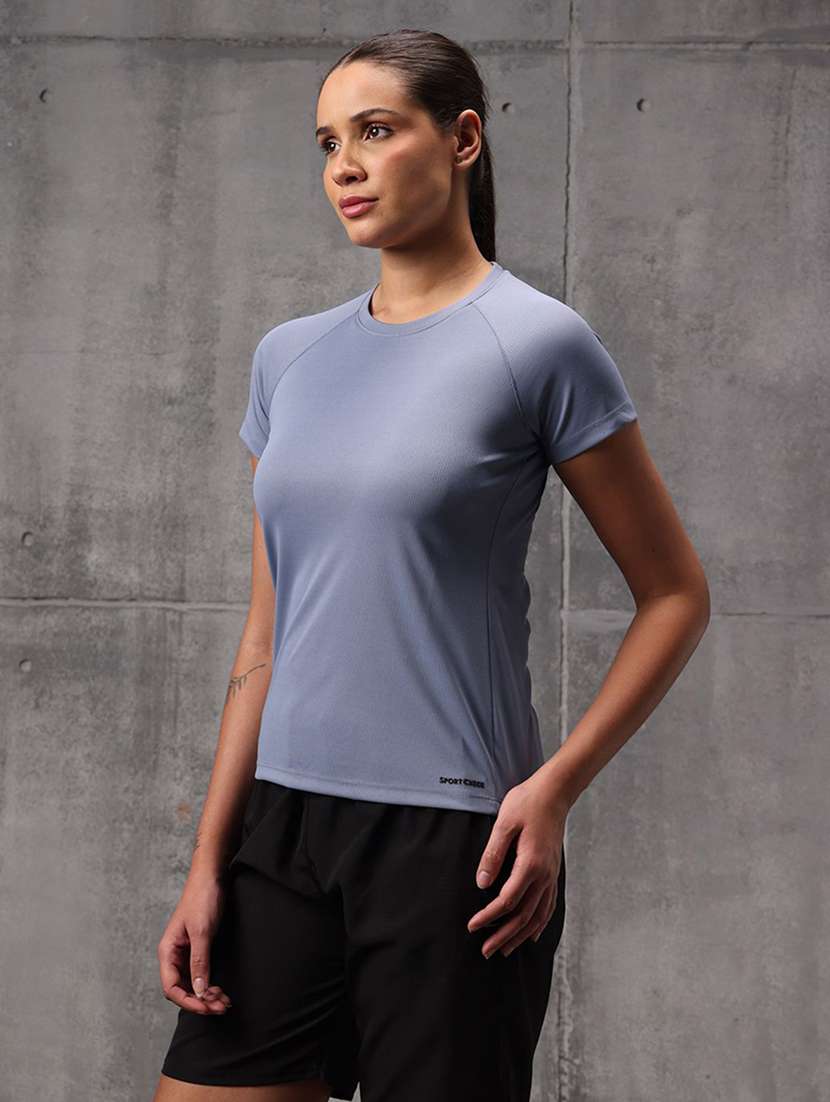 women solid round neck active wear t-shirt - 22512199 -  Standard Image - 4