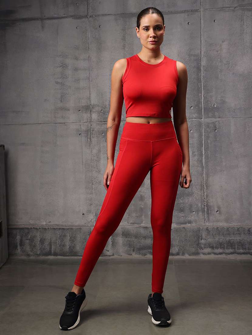 women solid sleeveless top and leggings active wear set - 22512216 -  Standard Image - 1