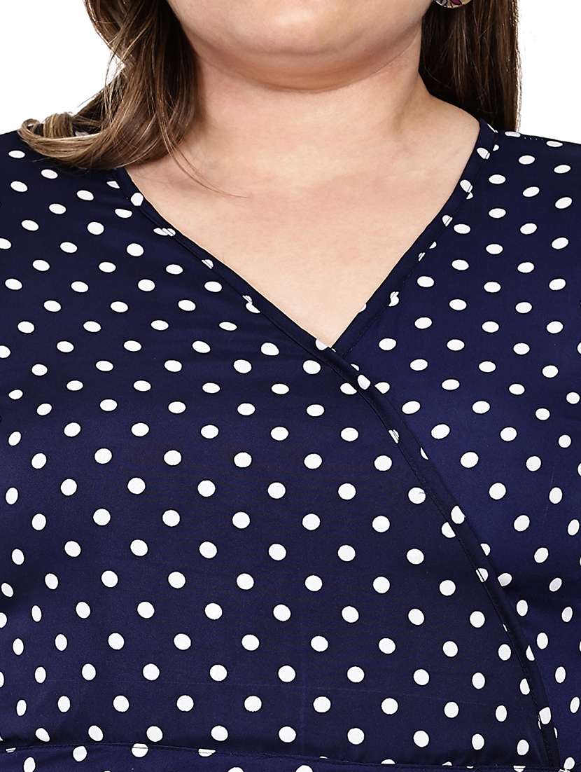 women polka dots long sleeves crop top - 22512270 -  Standard Image - 1