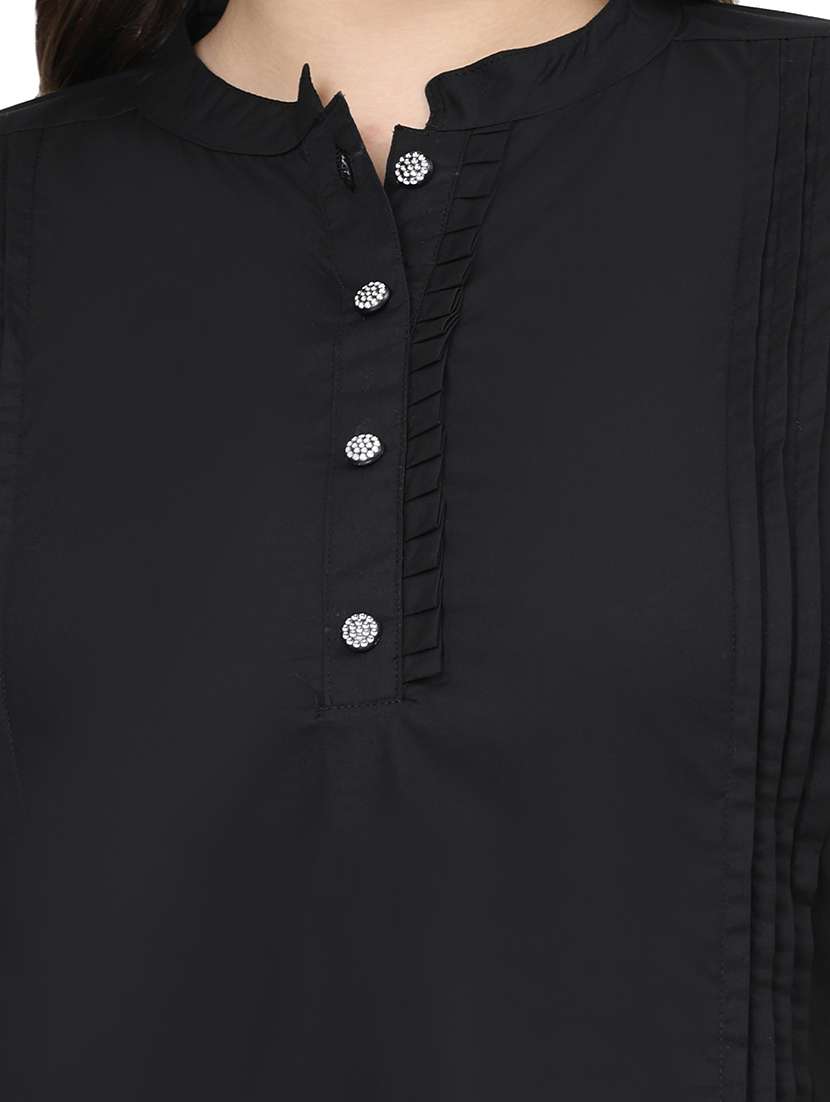 women solid three quarter sleeves regular top - 22512272 -  Standard Image - 1