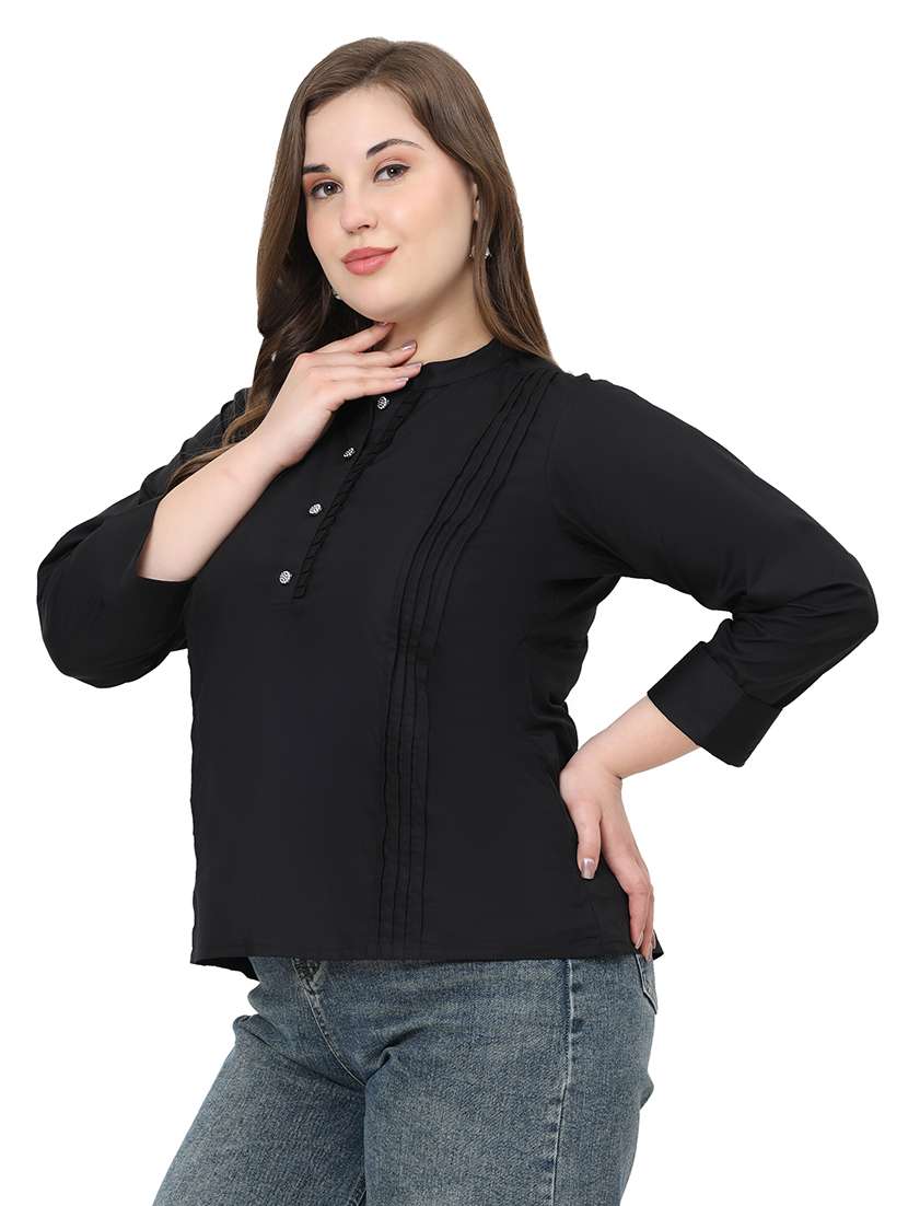 women solid three quarter sleeves regular top - 22512272 -  Standard Image - 4