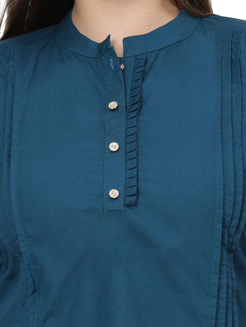 women solid three quarter sleeves regular top - 22512274 -  Standard Image - 1