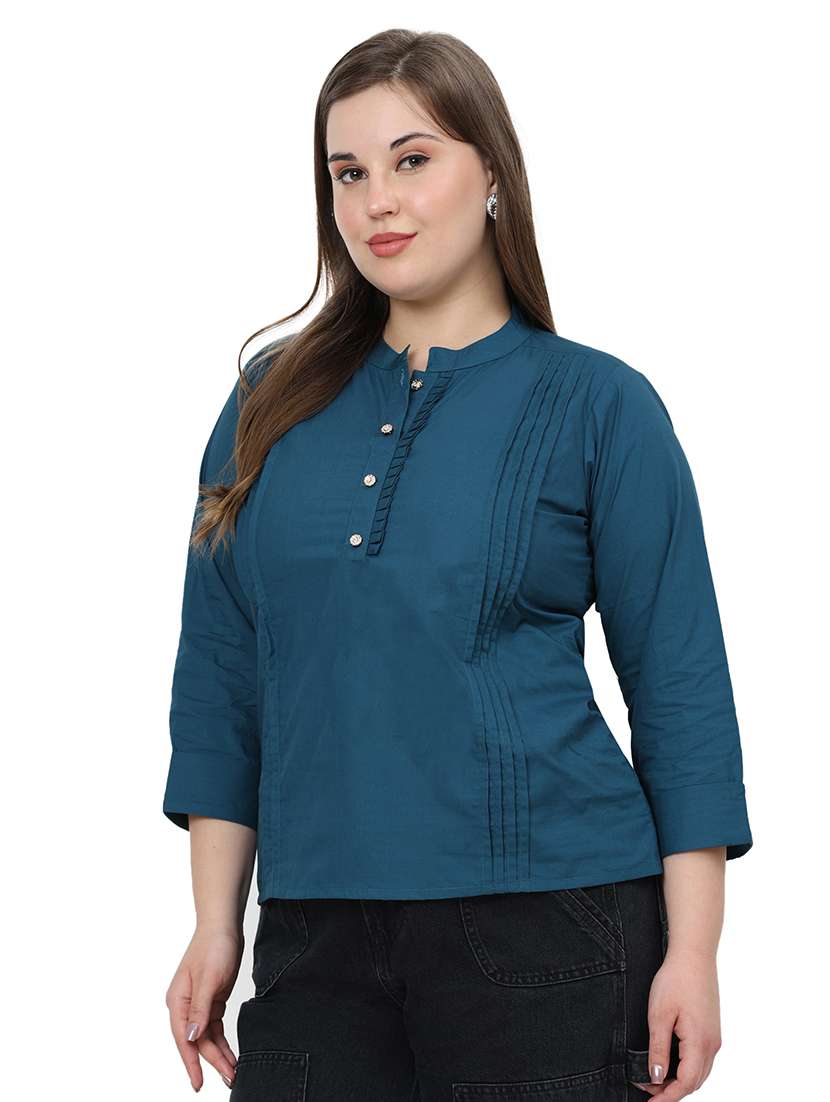 women solid three quarter sleeves regular top - 22512274 -  Standard Image - 4