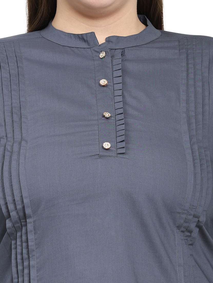 women solid three quarter sleeves regular top - 22512275 -  Standard Image - 1