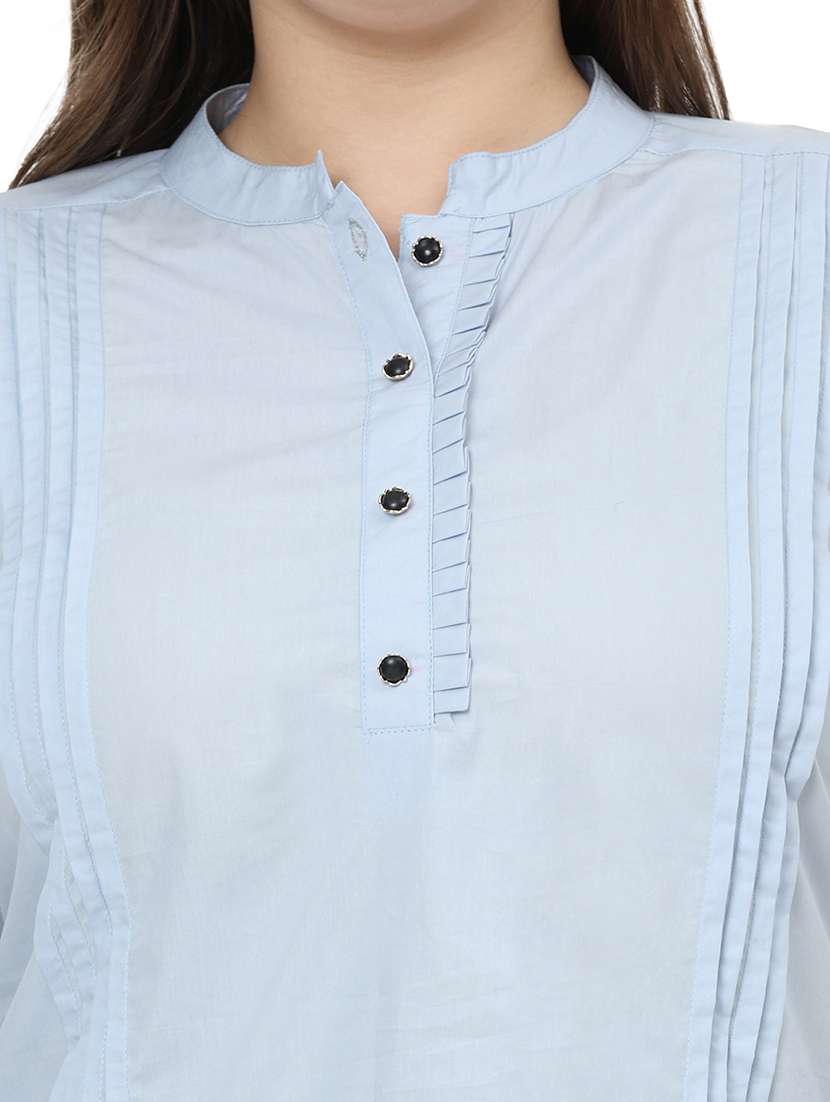 women solid three quarter sleeves regular top - 22512277 -  Standard Image - 1